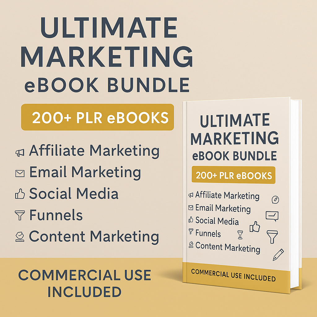 Ultimate Marketing eBook Bundle | 100+ PLR Resources | Email, Social Media, Funnels, Affiliate & Branding | Commercial Use