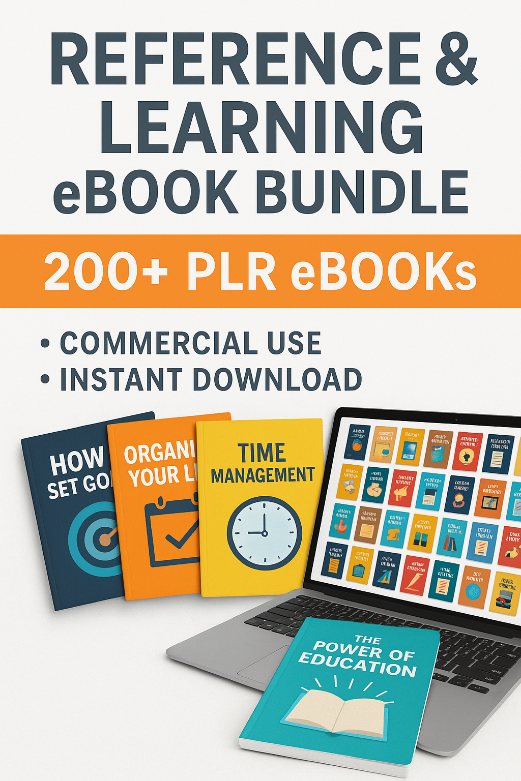 Ultimate Reference & Learning eBook Bundle | 200+ PLR eBooks | Commercial Use | Study Skills, Productivity, Academic Tools