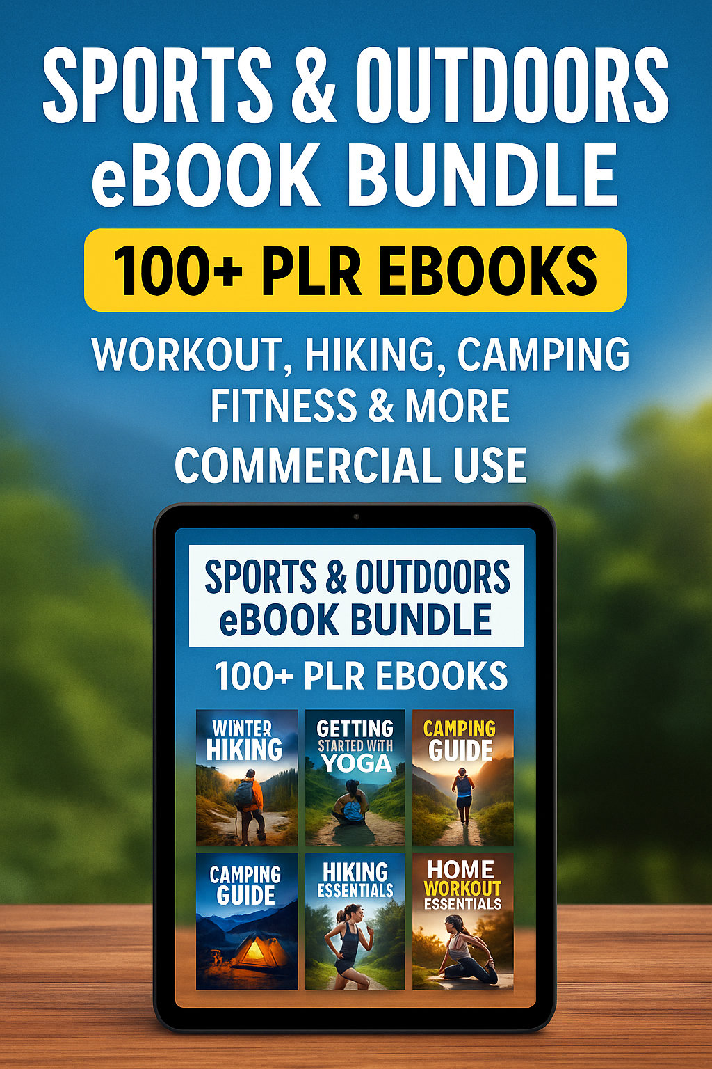 Sports & Outdoors eBook Bundle | 100+ PLR eBooks | Workout, Hiking, Camping, Fitness & More | Commercial Use