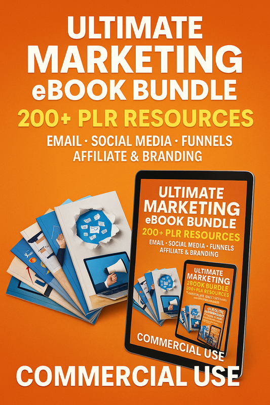 Ultimate Marketing eBook Bundle | 100+ PLR Resources | Email, Social Media, Funnels, Affiliate & Branding | Commercial Use