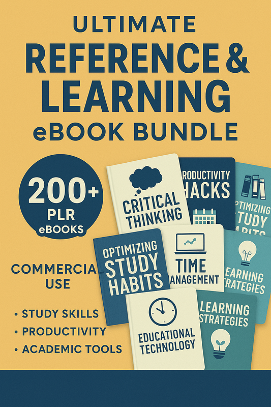 Ultimate Reference & Learning eBook Bundle | 200+ PLR eBooks | Commercial Use | Study Skills, Productivity, Academic Tools