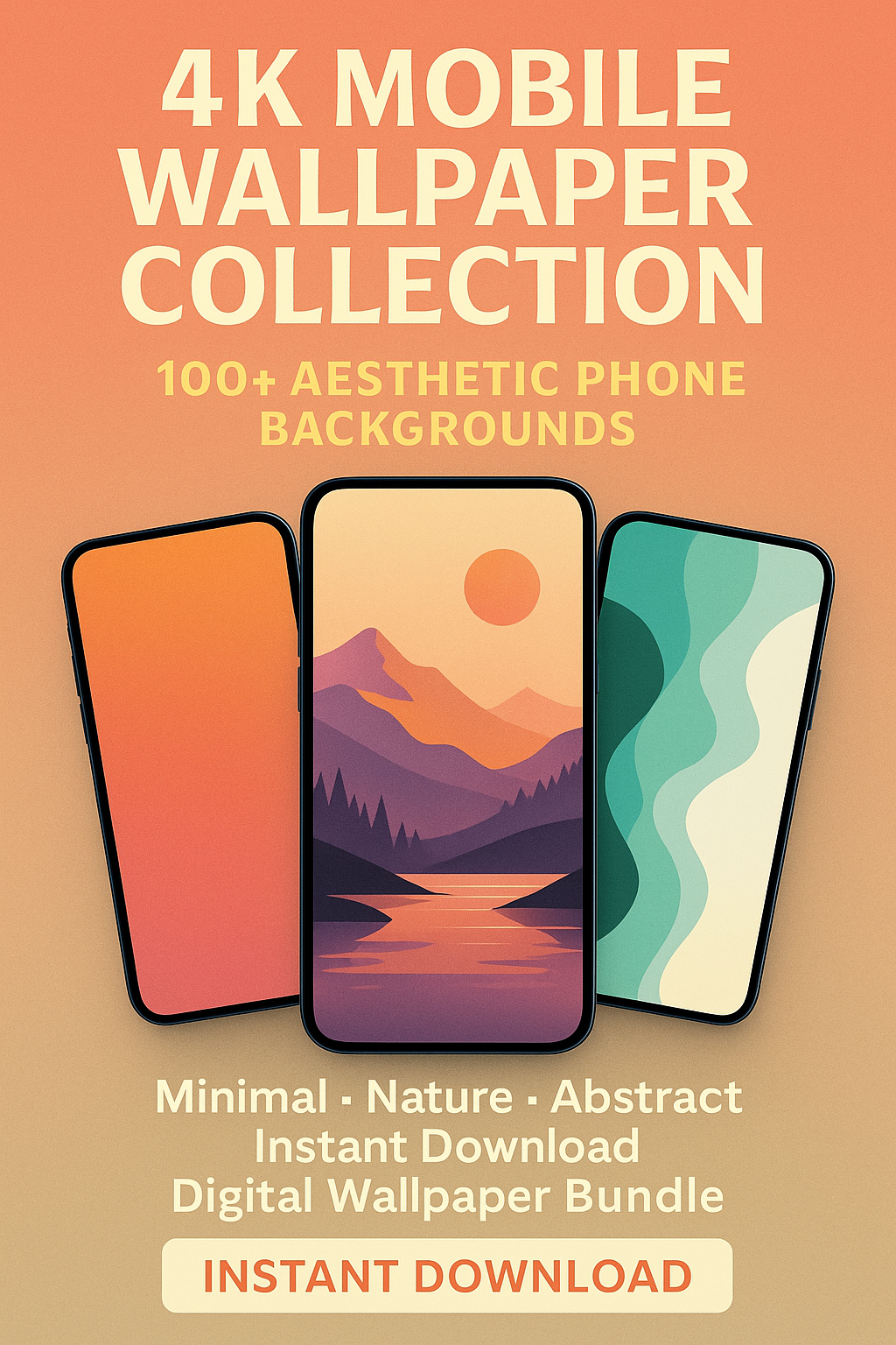 Wallpaper Collection Mobile 4K| 100+ Aesthetic Phone Backgrounds | Instant Download | Digital Wallpaper Bundle