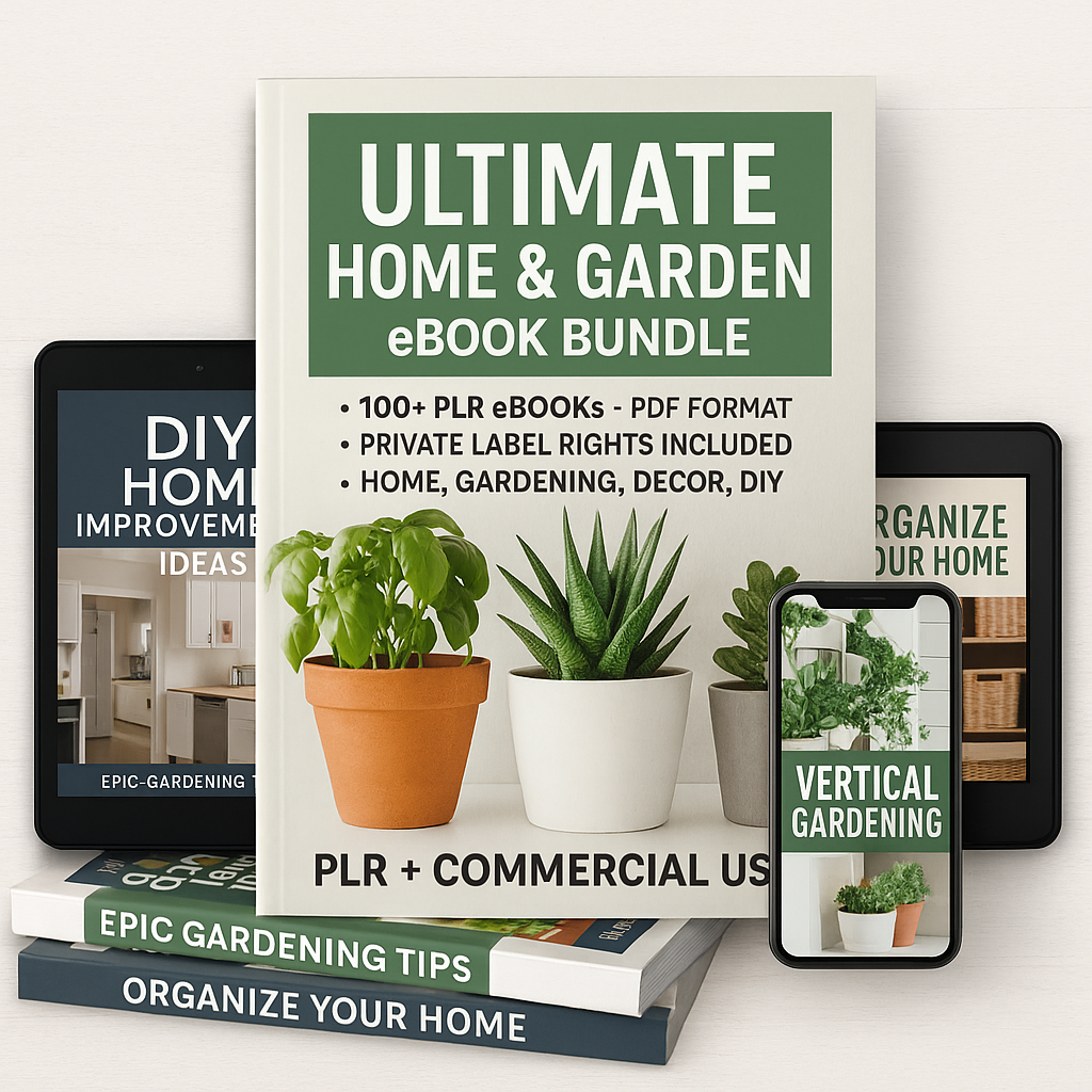 Ultimate Home & Garden eBook Bundle | 100+ PLR Guides | Commercial Use | Gardening, DIY Projects, Organization & More