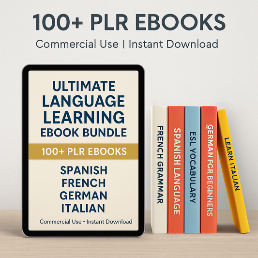 Language Learning eBook Ultimate Bundle | 100+ PLR eBooks | Commercial Use | Learn Spanish, French, German & More