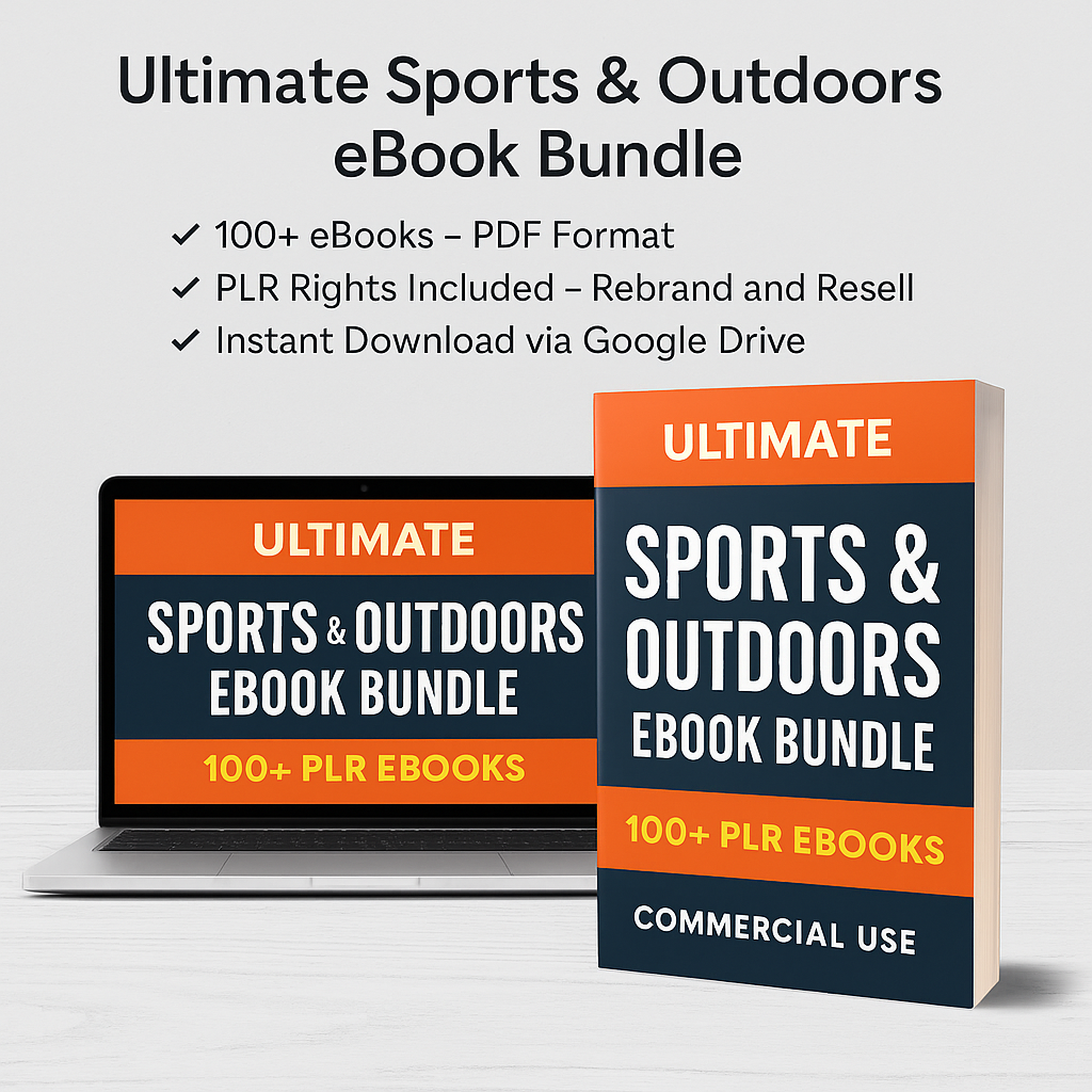 Sports & Outdoors eBook Bundle | 100+ PLR eBooks | Workout, Hiking, Camping, Fitness & More | Commercial Use